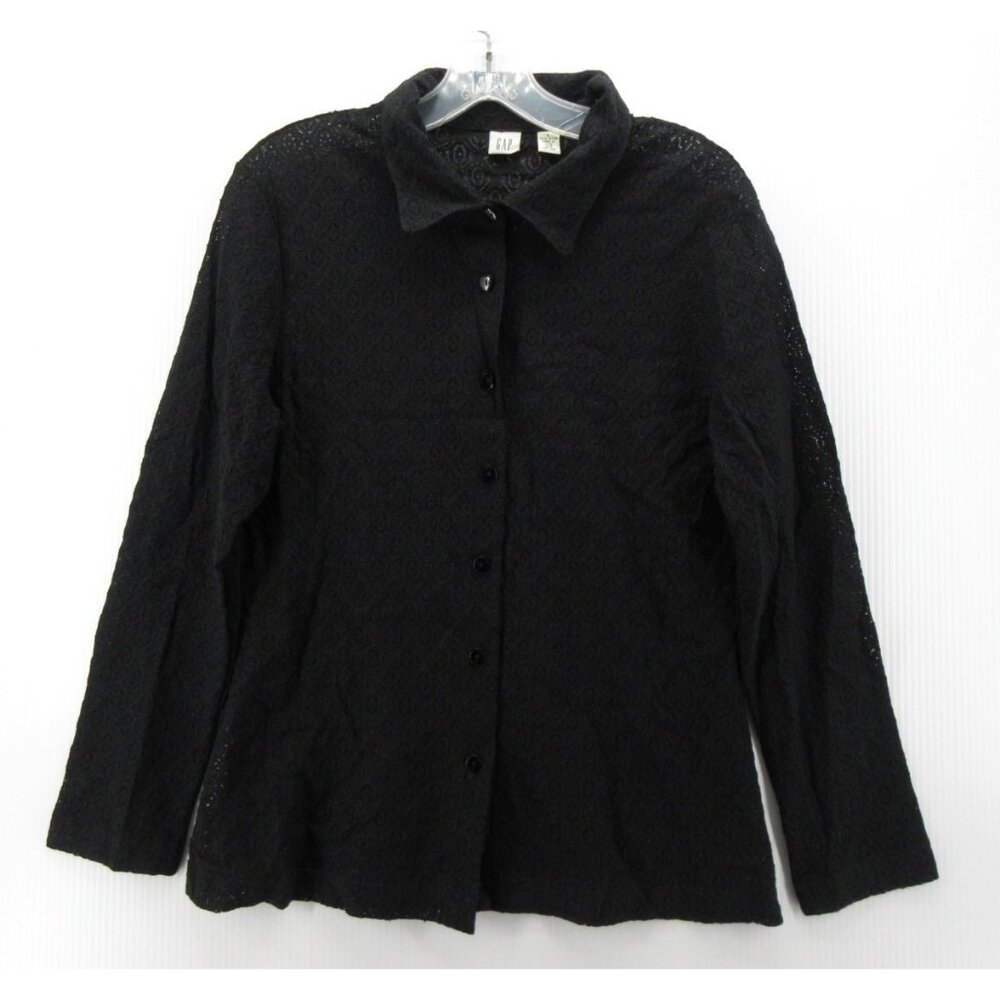 VINTAGE Gap Top Large Shirt Eyelet Lace Sheer Cottagecore 90s USA